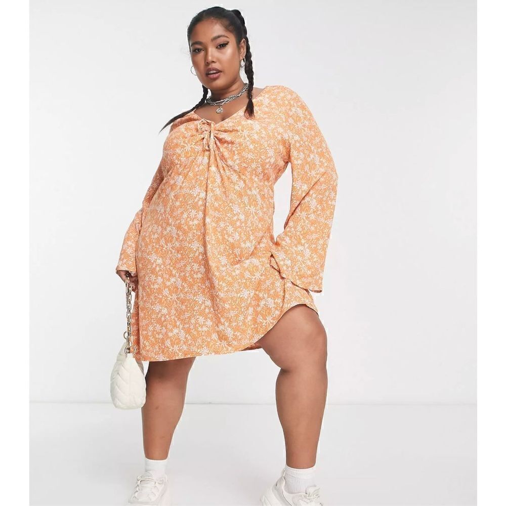 ASOS Cotton:On Curve printed skater mini dress in orange floral